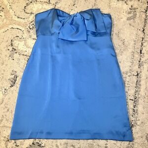 Lilly Pulitzer Size 12 Carlynn Strapless Satin Bow Dress Blue Formal Bridesmaid